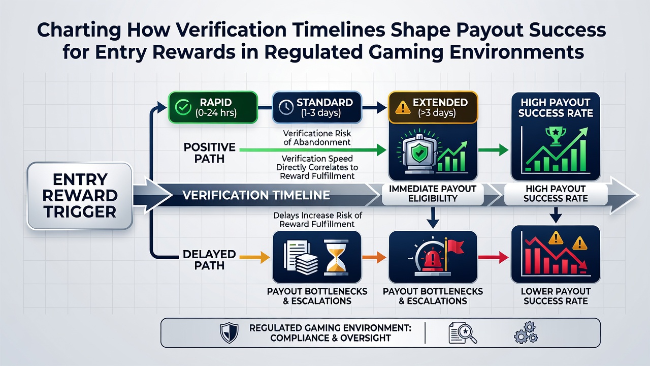Chart displaying verification duration versus payout success rates across different regulated gaming markets