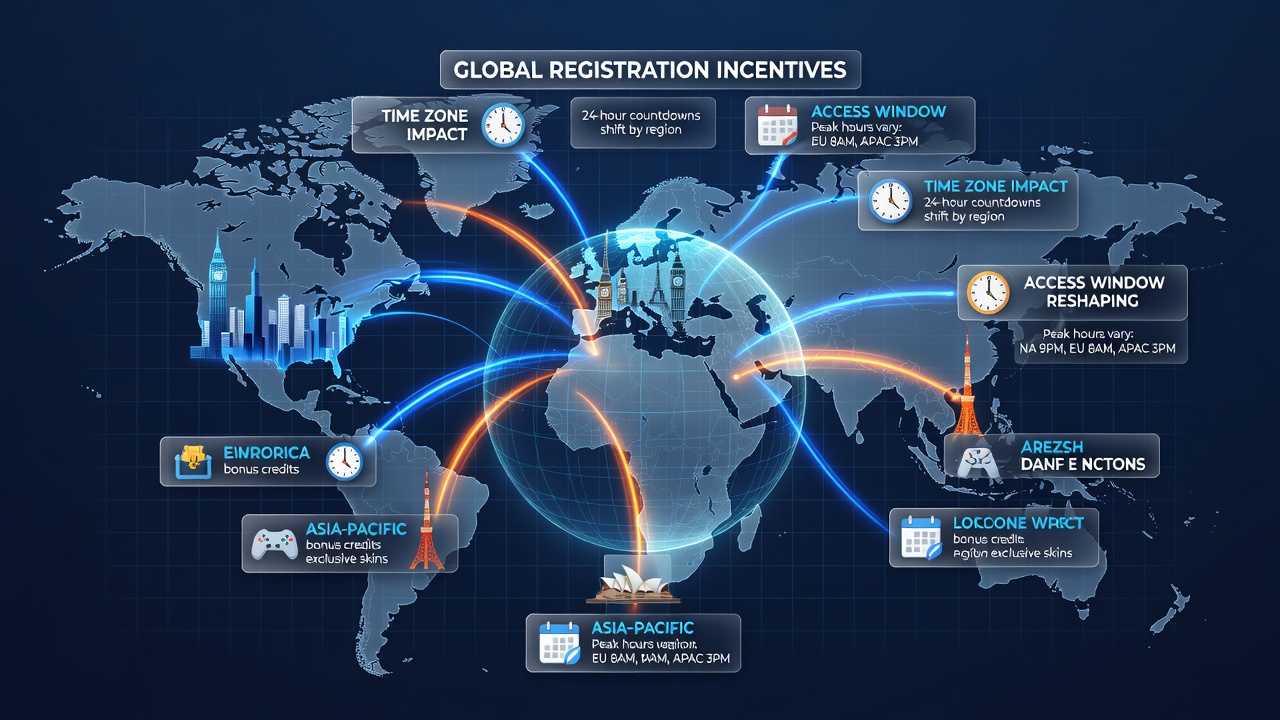 Analytics dashboard illustrating registration spikes aligned with different time zones on gaming sites